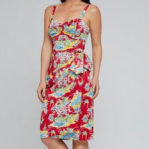 NWT Retrospec'd Red Hawaiian Beach Sarong Dress